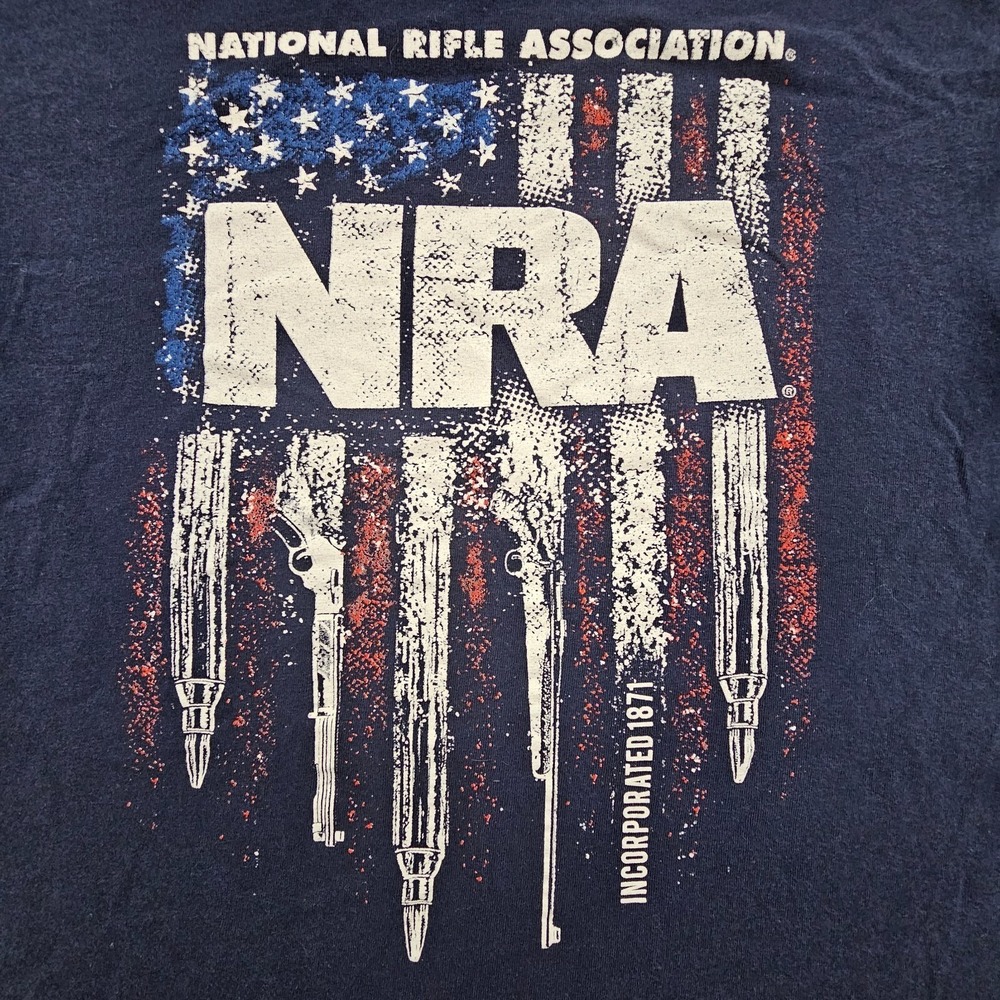 National Rifle Association USA Flag Blue Short Sleeve Cotton T-Shirt Men's M